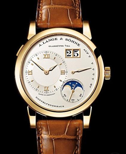 Replica A Lange Sohne Lange 1 Phases de Lune Watch yellow Gold - Crocodile Strap 109.021