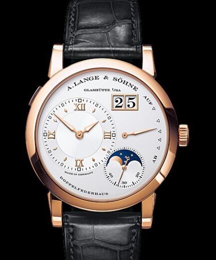 Replica A Lange Sohne Lange 1 Phases de Lune Watch Pink Gold - Crocodile Strap 109.032