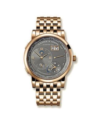 Replica A. Lange & Söhne 116.533 Lange 1 Time Zone Rose Gold Grey Bracelet Watch