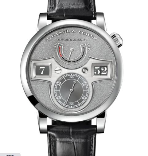 A Lange and Sohne Zeitwerk Handwerkskunst Replica Watch Platinum with black rhodiumed and hand-engraved white-gold dial 140.048