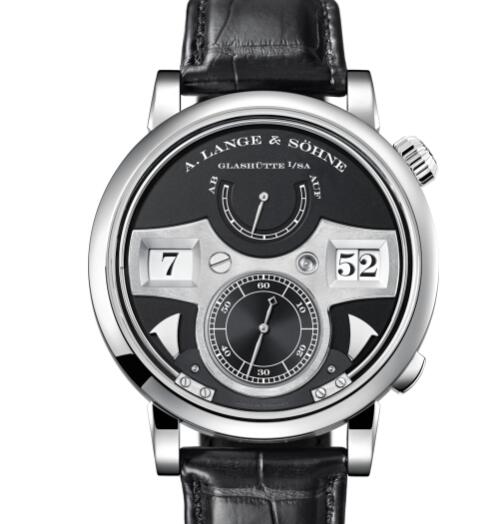 A Lange and Sohne Zeitwerk Striking Time Replica Watch White gold with dial in black 145.029