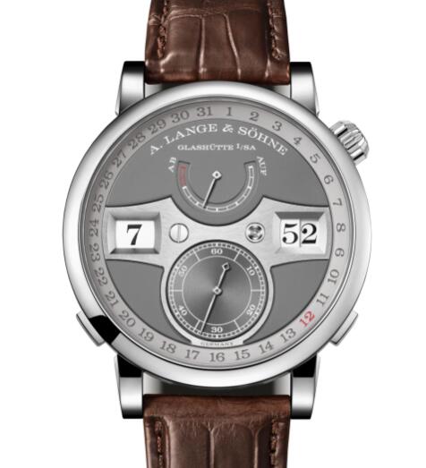 A Lange and Sohne Zeitwerk Date Replica Watch White gold with dial in grey 148.038