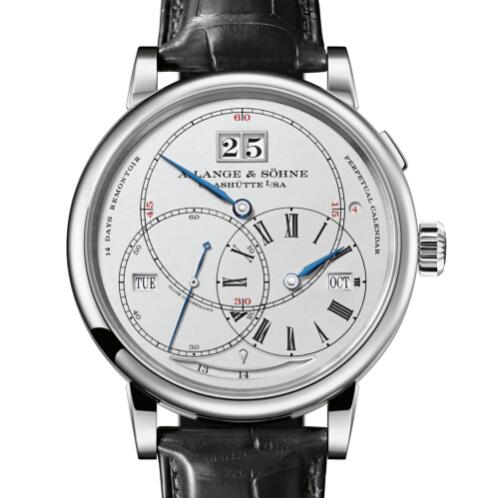 A Lange Sohne Richard Lange PERPETUAL CALENDAR "Terraluna" Replica Watch White gold with dial in argenté 180.026