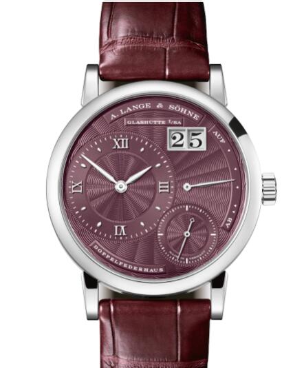 A Lange & Sohne LITTLE LANGE 1 White gold with guilloched dial in purple Replica Watch 181.039
