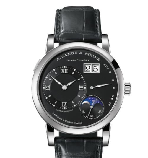 A Lange Sohne LANGE 1 MOON PHASE White gold with dial in black Replica Watch 192.029