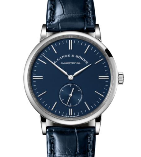 A Lange Sohne Saxonia Replica Watch White gold with dial in deep-blue 219.028