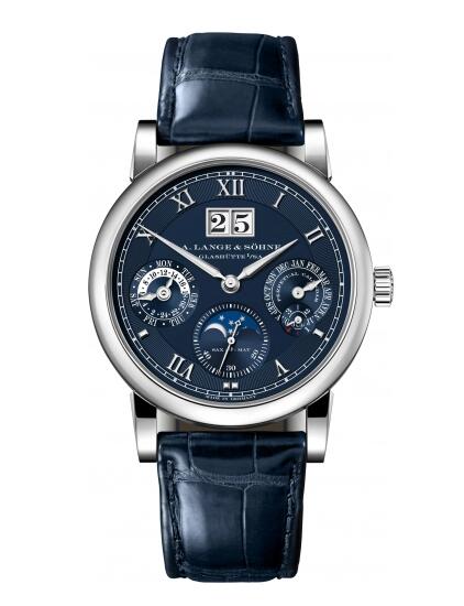 A. Lange & Söhne Langematik Perpetual White Gold Blue 20th Anniversary Replica Watch 310.028