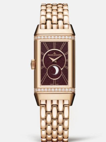 Jaeger Lecoultre Reverso One Duetto Moon Manual-winding Pink Gold Ladies Replica Watch 3352120