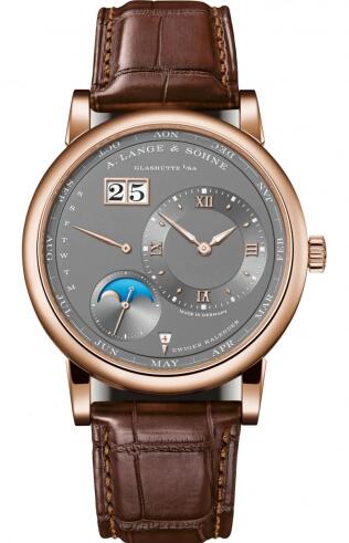 Replica A. Lange & Söhne Lange 1 Perpetual Calendar Pink Gold Grey Watch 345.033
