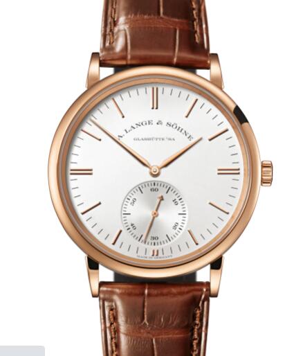 A Lange Sohne Saxonia automatic Replica Watch Pink gold with dial in argenté 380.033