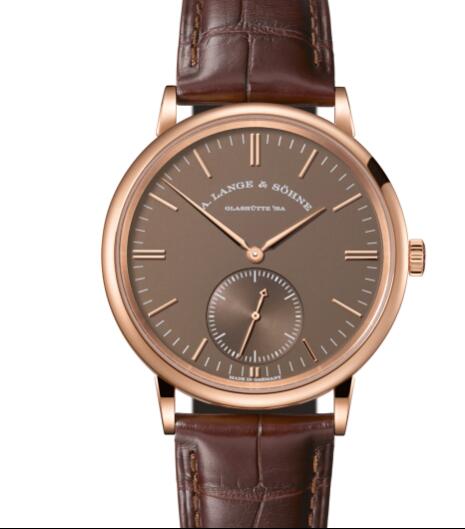 A Lange Sohne Saxonia automatic Replica Watch Pink gold with dial in terra-brown 380.042