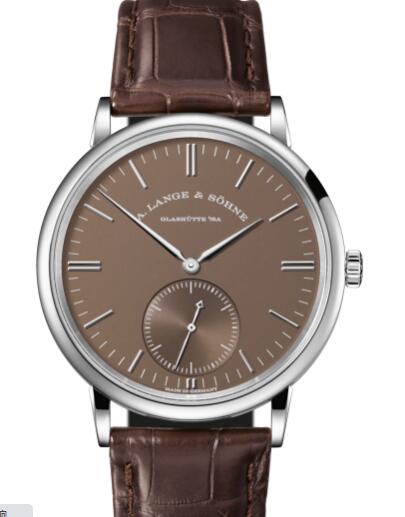 A Lange Sohne Saxonia automatic Replica Watch White gold with dial in terra-brown 380.044