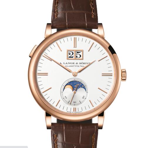 A Lange Sohne Saxonia Moonphase Replica Watch Pink gold with dial in argenté 384.032