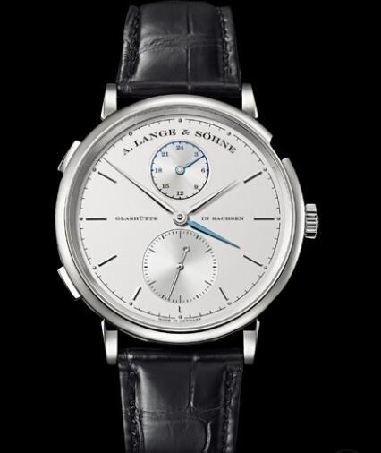 Replica A Lange Sohne Saxonia Double Fuseau Horaire Watch White gold 385.026