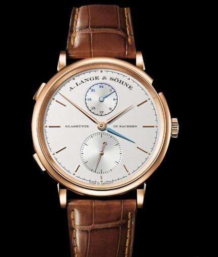 Replica A Lange Sohne Saxonia Double Fuseau Horaire Watch Pink gold 385.032