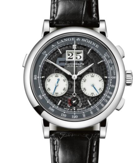 A Lange and Sohne datograph up/down "Lumen" Replica Watch Platinum with semi-transparent dial in black 405.034