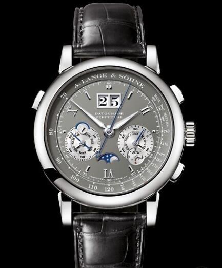 Replica A Lange Sohne Datograph Perpétuel Watch White Gold - Grey Silver Dial 410.030