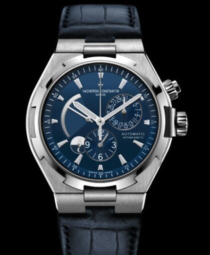 Vacheron Constantin Overseas Dual Time Replica Watch Steel - Blue Lacquered Dial - Alligator Strap 47450/000A-9039 Vacheron Constantin Overseas Dual Time Replica Watch Steel - Blue Lacquered Dial - Alligator Strap 47450/000A-9039