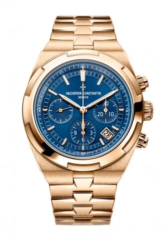 Vacheron Constantin Overseas Chronograph Pink Gold Blue Bracelet Replica Watch 5500V/110R-B952
