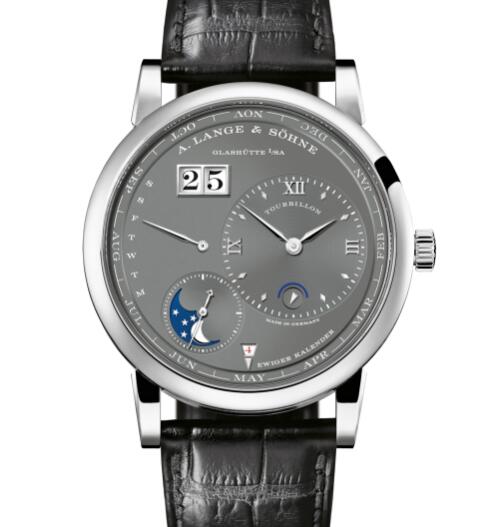 A Lange Sohne LANGE 1 TOURBILLON PERPETUAL CALENDAR White gold with dial in grey Replica Watch 720.038