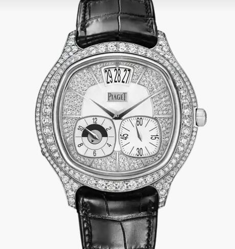 Replica Piaget Emperador cushion White gold Diamond Dual time zone Watch G0A32018 Piaget Luxury Watch