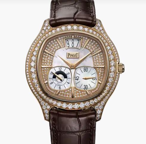Replica Piaget Emperador cushion Rose gold Diamond Dual time zone Watch G0A32020 Piaget Luxury Watch