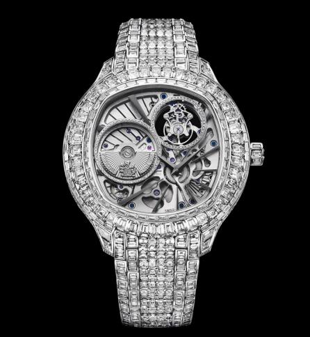 Replica Piaget Emperador Coussin Tourbillon White Gold Diamond Bracelet Watch G0A37040