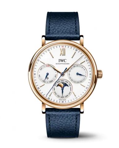 IWC Portofino Perpetual Calendar Rose Gold Silver Replica Watch IW344602