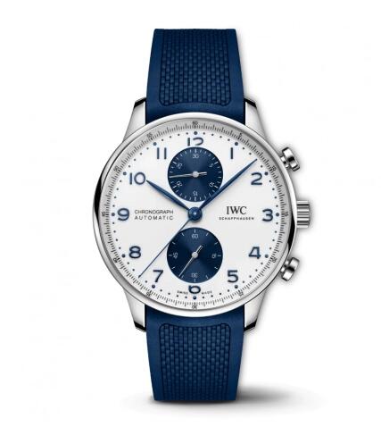 IWC Portugieser Chronograph Stainless Steel Silver Blue Rubber Replica Watch IW371620