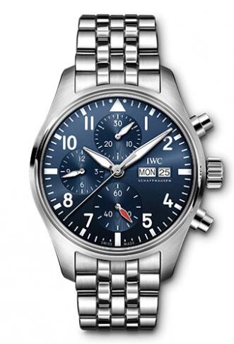Replica IWC Pilot's Watch Chronograph 41 Stainless Steel Blue Bracelet IW388102