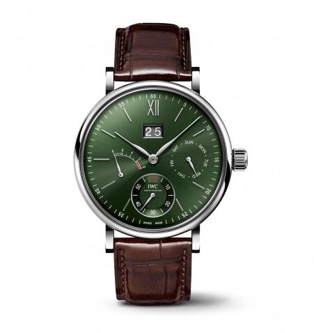 IWC Portofino Hand-Wound Day & Date Stainless Steel Green Replica Watch IW516205