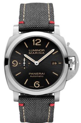 Replica Panerai Luminor Marina - 44mm - Brushed Steel - Black Sun-Brushed Dial Watch PAM01025