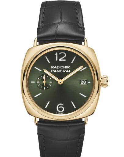 Panerai Radiomir Quaranta Yellow Gold Green Replica Watch PAM01437