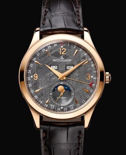 Replica Jaeger Lecoultre Master Calendar Q1552540 Pink Gold - Meteorite Dial - Alligator Strap Watch