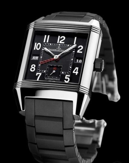 Replica Jaeger Lecoultre Reverso Squadra Hometime Black Q700867P Steel - Rubber Strap Watch