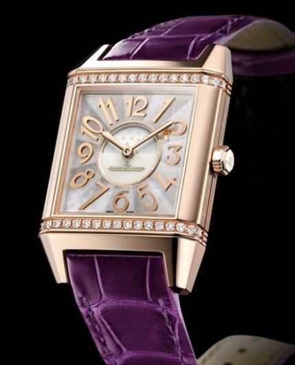 Replica Jaeger Lecoultre Reverso Squadra Lady Automatic Watch Q7042493 Pink Gold - Diamonds - Alligator Strap