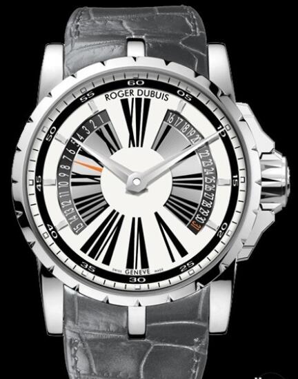 Replica Roger Dubuis Excalibur Date Sautante Bi-Rétrograde RDDBEX0259 Watch White gold