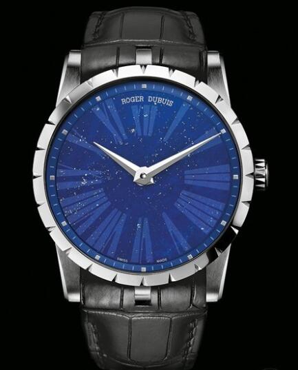 Replica Roger Dubuis Excalibur 42 Automatique Cadran Précieux RDDBEX0349 Watch White Gold - Lapis Lazuli - Alligator Strap