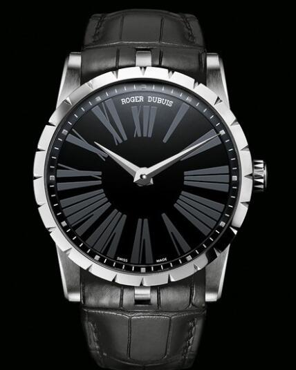 Replica Roger Dubuis Excalibur 42 Automatique Cadran Précieux RDDBEX0350 Watch White Gold - Onyx - Alligator Strap