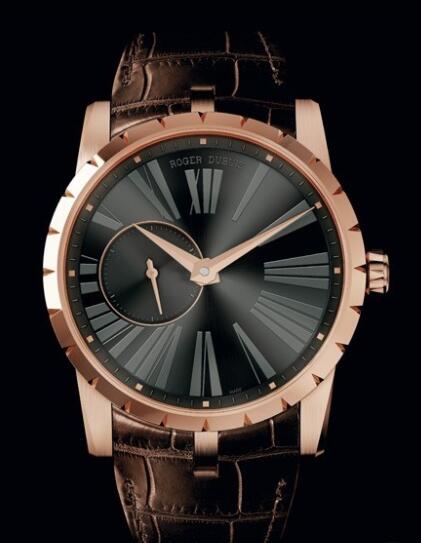 Replica Roger Dubuis Excalibur 42 Automatique RDDBEX0352 Watch Pink Gold - Alligator Bracelet