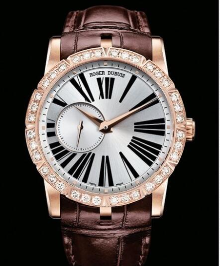 Replica Roger Dubuis Watch Excalibur 42 Automatique Joaillerie RDDBEX0356 Pink Gold - Diamonds - Alligator Strap