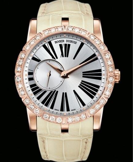 Replica Roger Dubuis Watch Excalibur 42 Automatique Joaillerie RDDBEX0359 Pink Gold - Diamonds - Alligator Strap