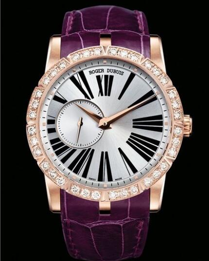 Replica Roger Dubuis Watch Excalibur 42 Automatique Joaillerie RDDBEX0360 Pink Gold - Diamonds - Alligator Strap