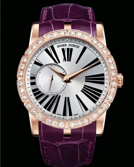 Replica Roger Dubuis Watch Excalibur 42 Automatique Joaillerie RDDBEX0360 Pink Gold - Diamonds - Alligator Strap