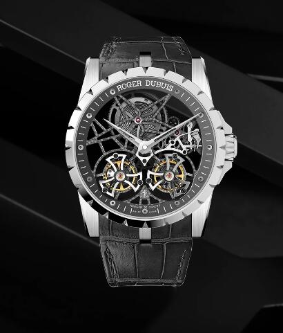 Roger Dubuis Excalibur Skeleton double flying tourbillon RDDBEX0396 Replica Watch White gold Flying tourbillon