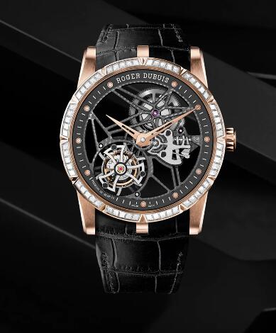 Roger Dubuis Excalibur Jewellery skeleton flying tourbillon RDDBEX0404 Replica Watch Rose gold Flying tourbillon