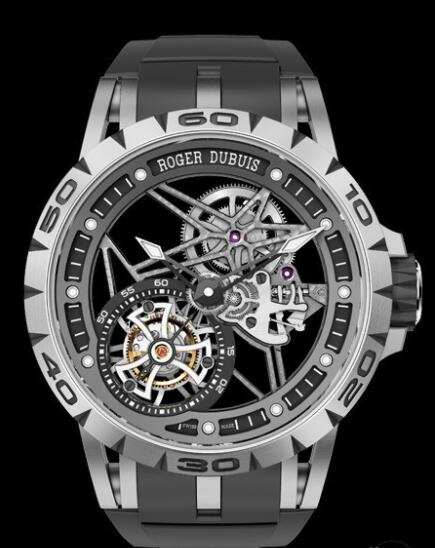 Replica Roger Dubuis Excalibur Spider Tourbillon Volant Squelette Watch RDDBEX0479 Titanium - Caoutchouc Strap