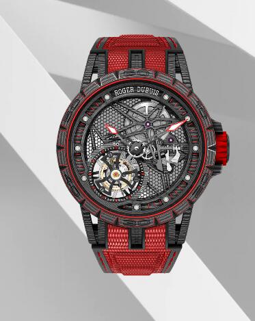 Roger Dubuis Excalibur Carbon Skeleton Flying Tourbillon RDDBEX0572 Replica Watch Carbon Flying tourbillon Black