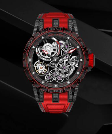 Roger Dubuis Excalibur Carbon Skeleton Automatic RDDBEX0573 Replica Watch Carbon Red