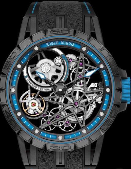 Replica Roger Dubuis Excalibur Spider Pirelli - Automatic Skeleton Watch RDDBEX0575 Skeleton case - Strap Rubber